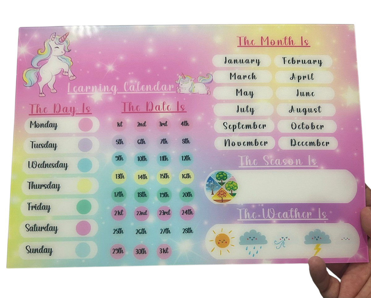 Calendrier d'apprentissage Licorne - Acrylique