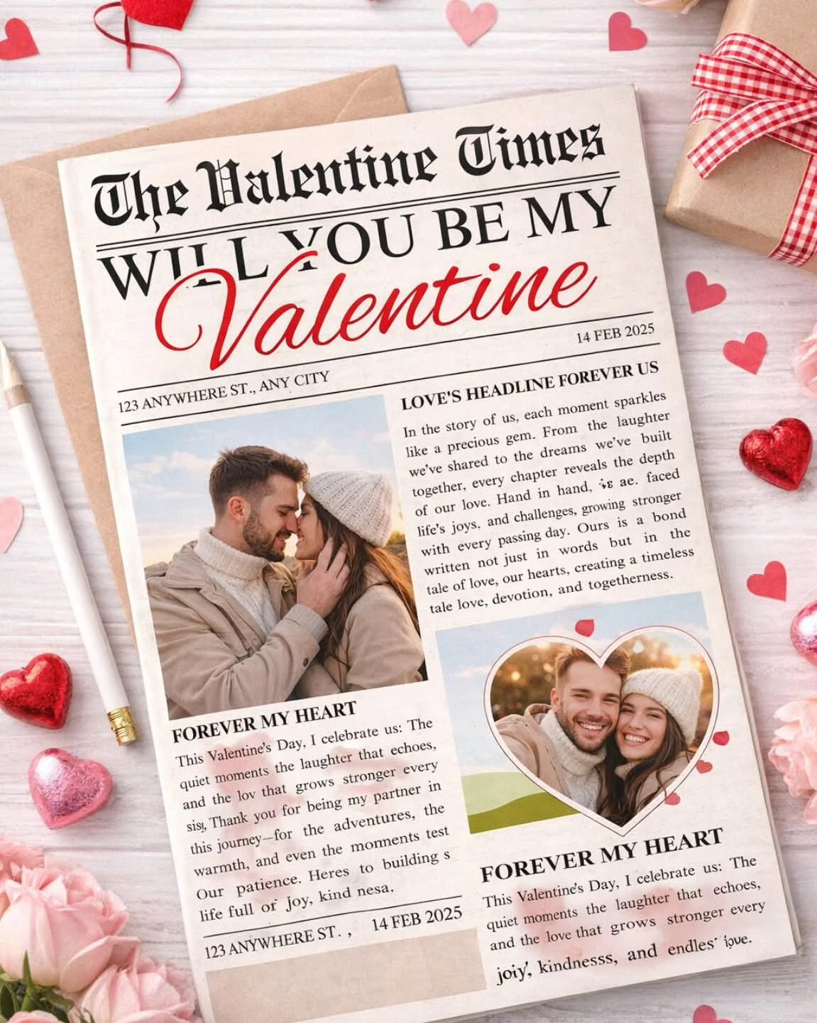 Valentines Times newspaper Print A4