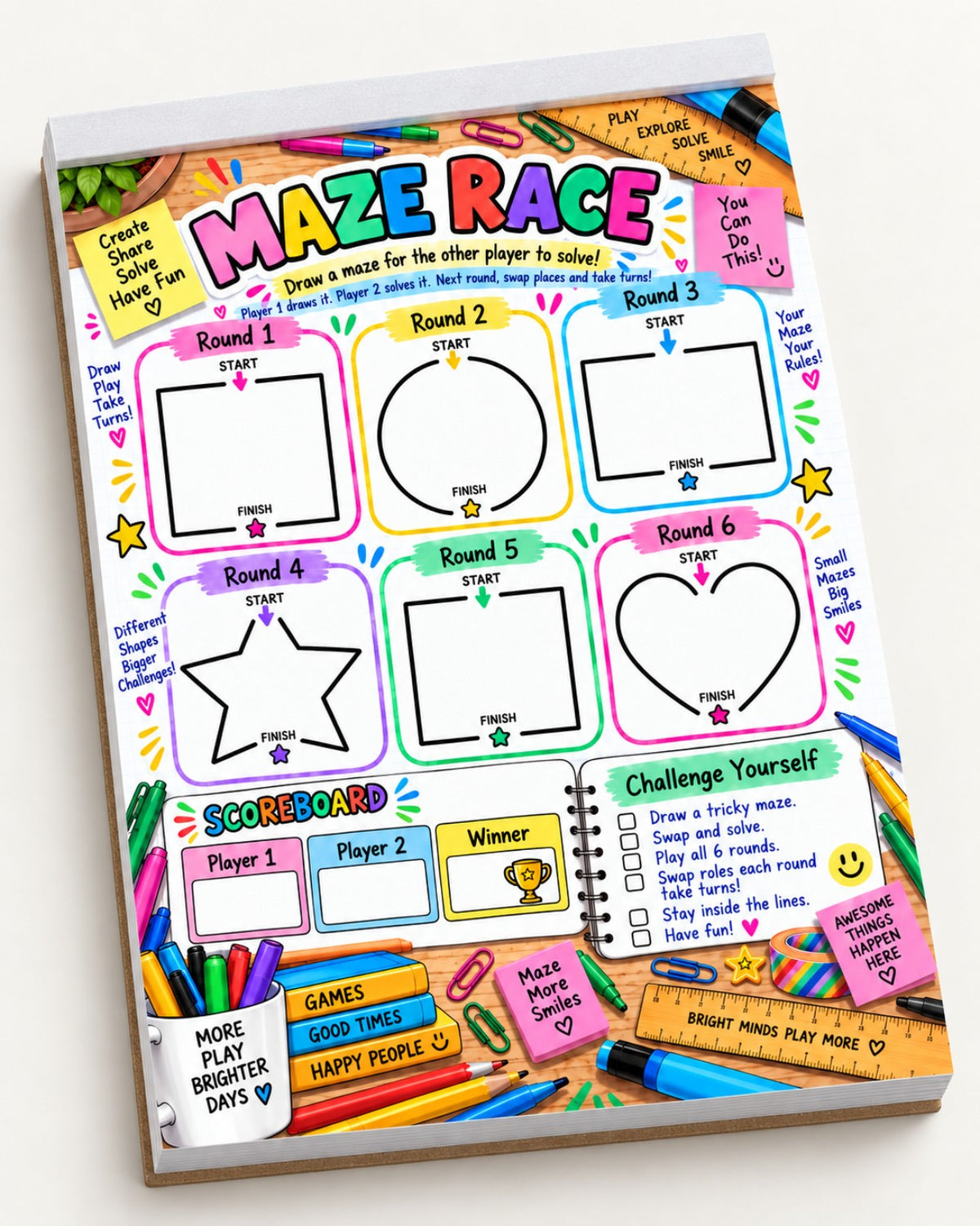 Maze Race tear-off game pad