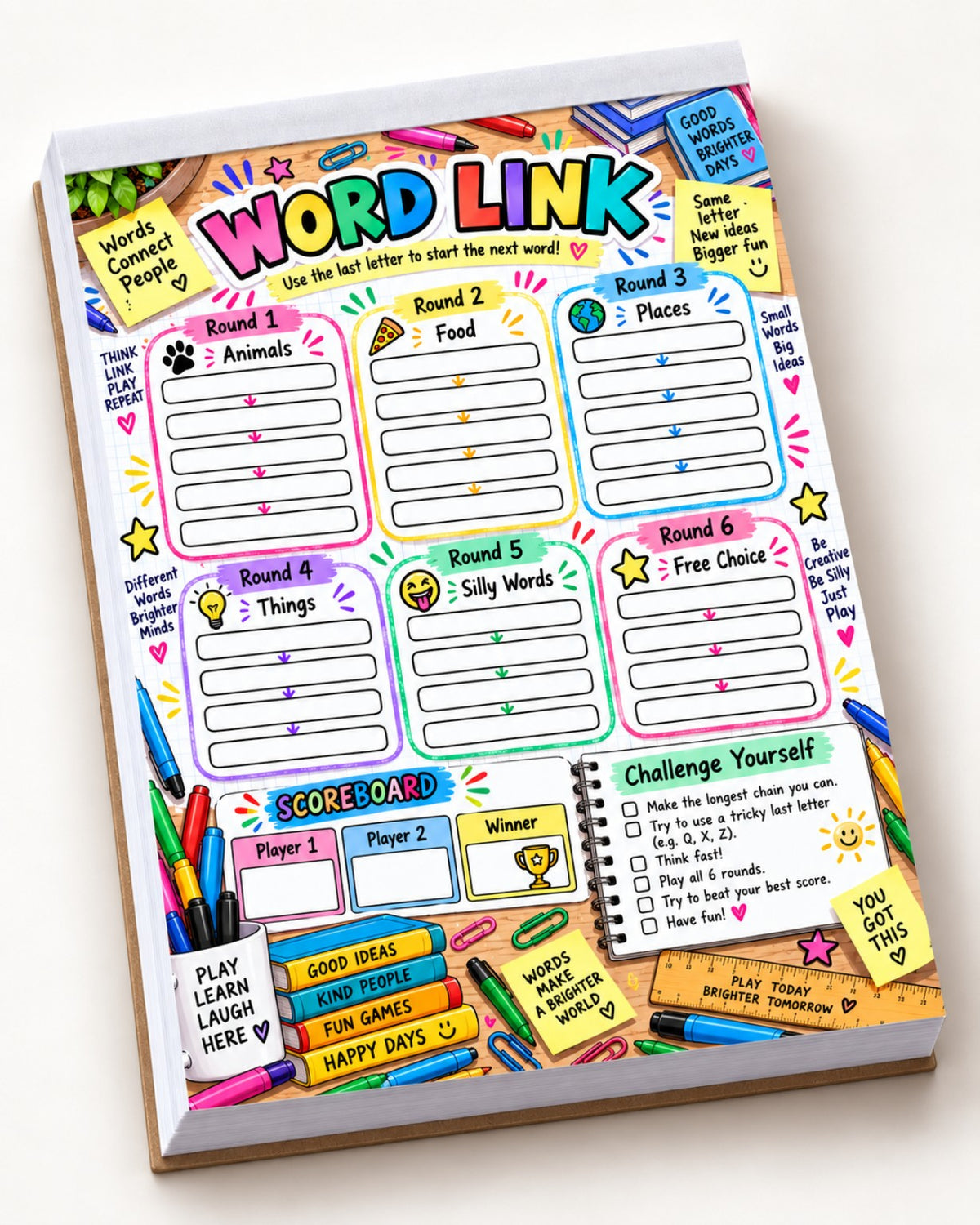 Word Link tear-off game pad