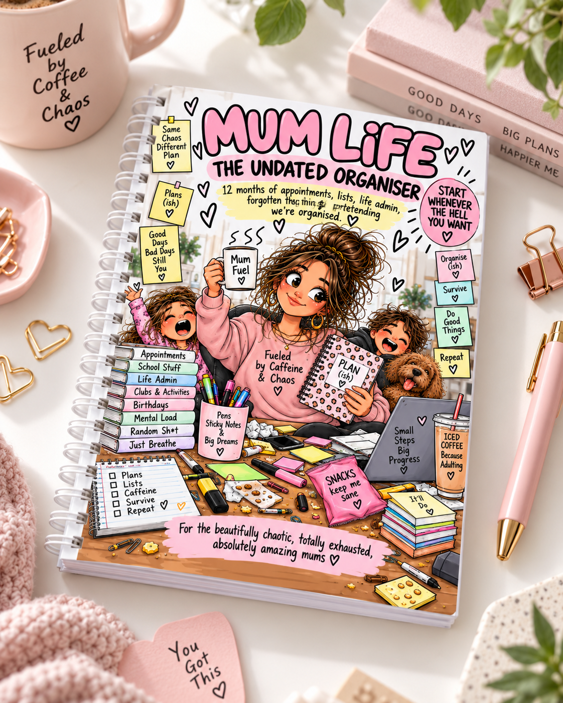 Mum Life A5 undated spiral bound organiser
