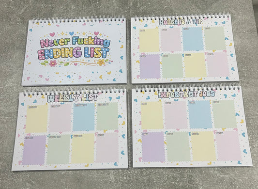 Never Fucking Ending Book of lists