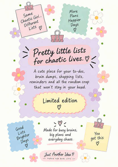 Pretty Little Lists for Chaotic Lives matching back cover