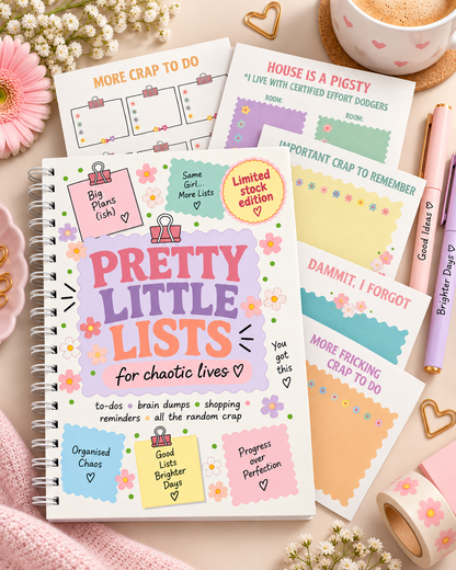 Pretty Little Lists for Chaotic Lives A5 spiral bound book with sample inner pages