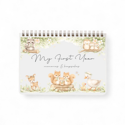 BABY'S FIRST YEAR BOOK woodland