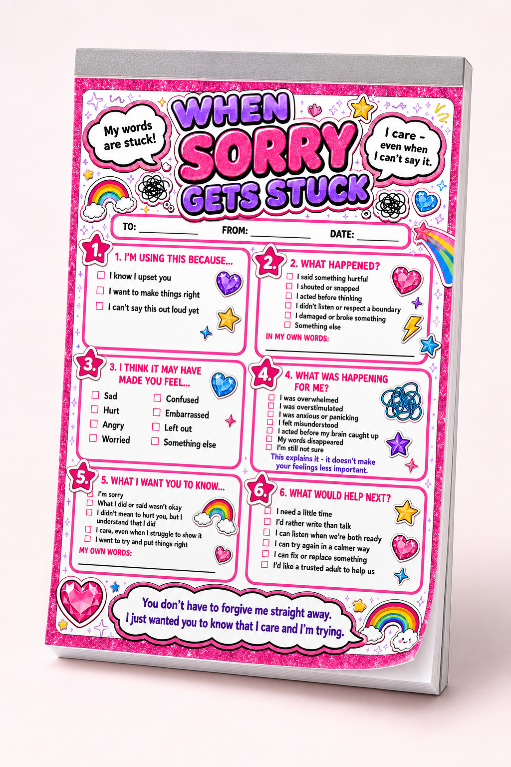 When Sorry Gets Stuck – A5 Tear-Off Pad