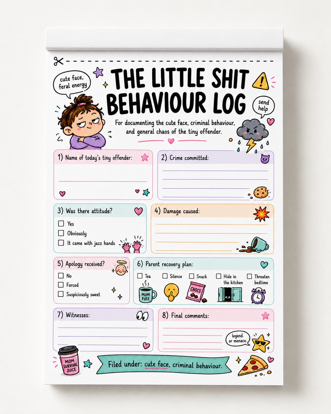 The Feral Kids Range NotePads Tear off A5 size