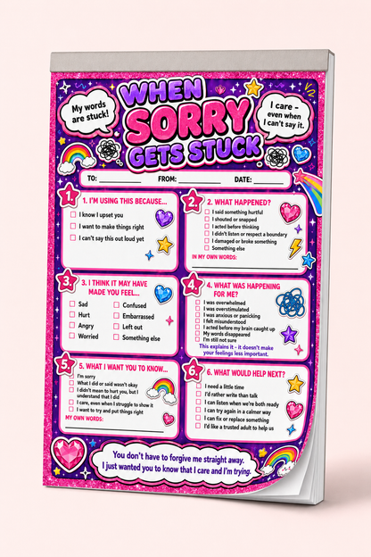 When Sorry Gets Stuck – A5 Tear-Off Pad