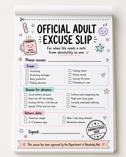 Funny Adult Novelty Tear Off pads A5