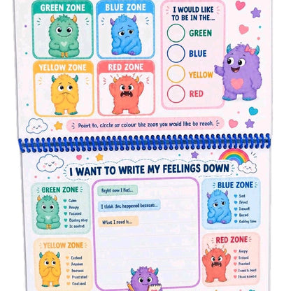 My Little Monster Self-Regulation Book A4 Size Wipeable Reusable with Fun Monster Illustrations and Wipeable Marker for Kids