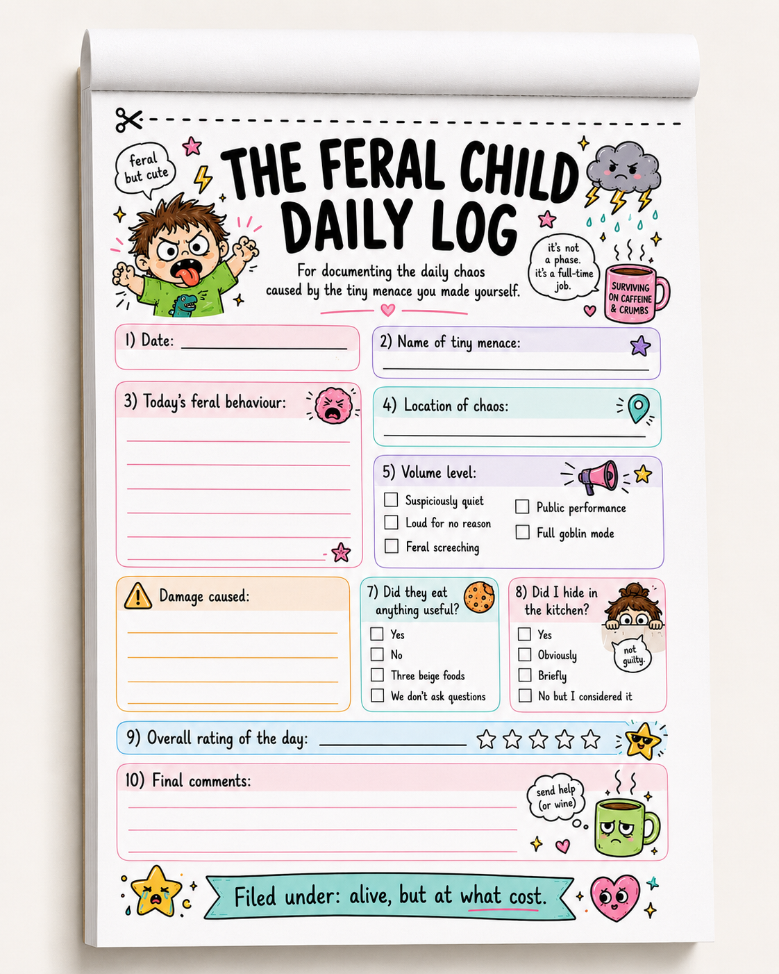 The Feral Kids Range NotePads Tear off A5 size