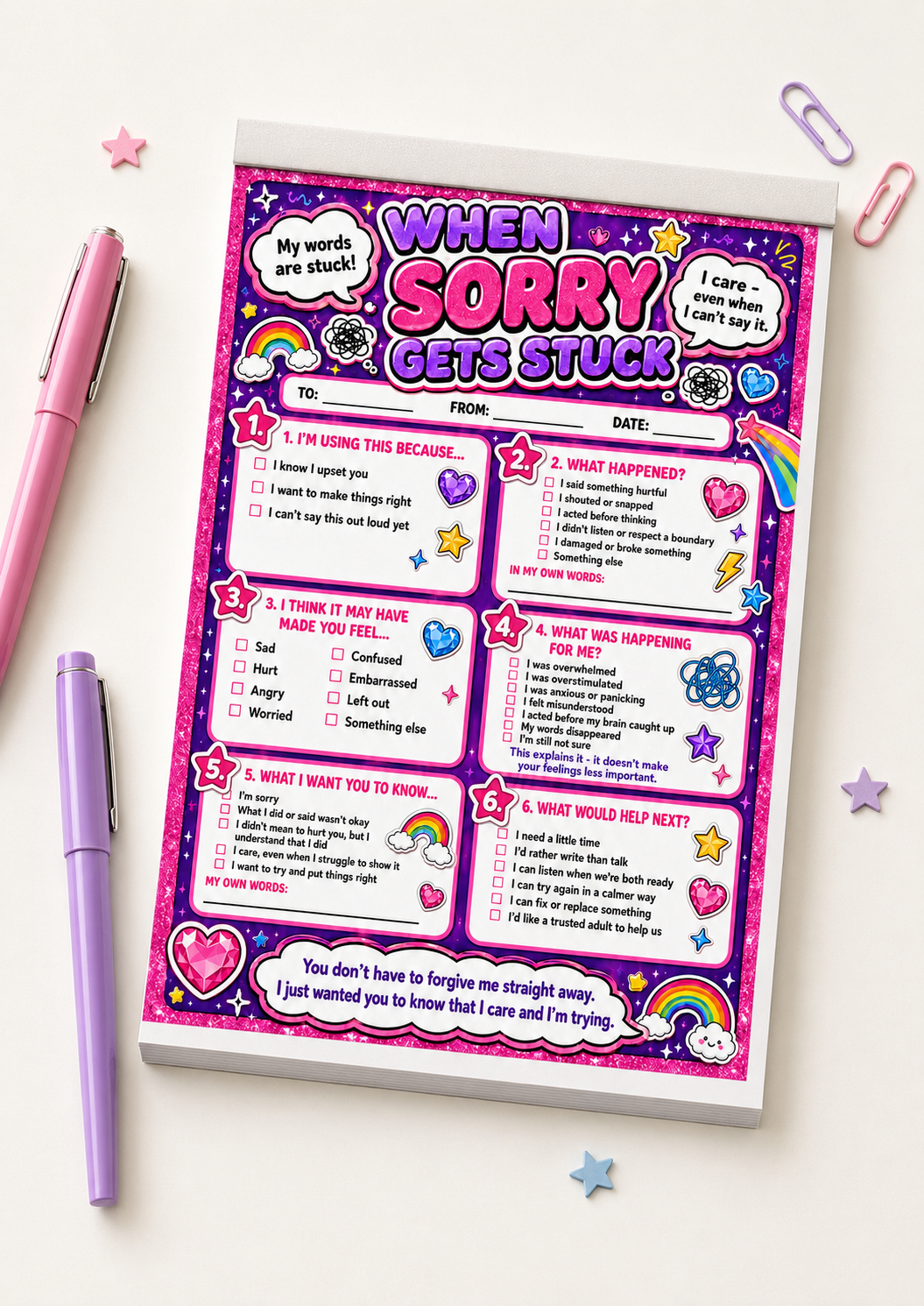 When Sorry Gets Stuck – A5 Tear-Off Pad