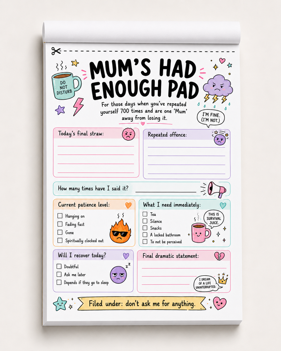 The Feral Kids Range NotePads Tear off A5 size