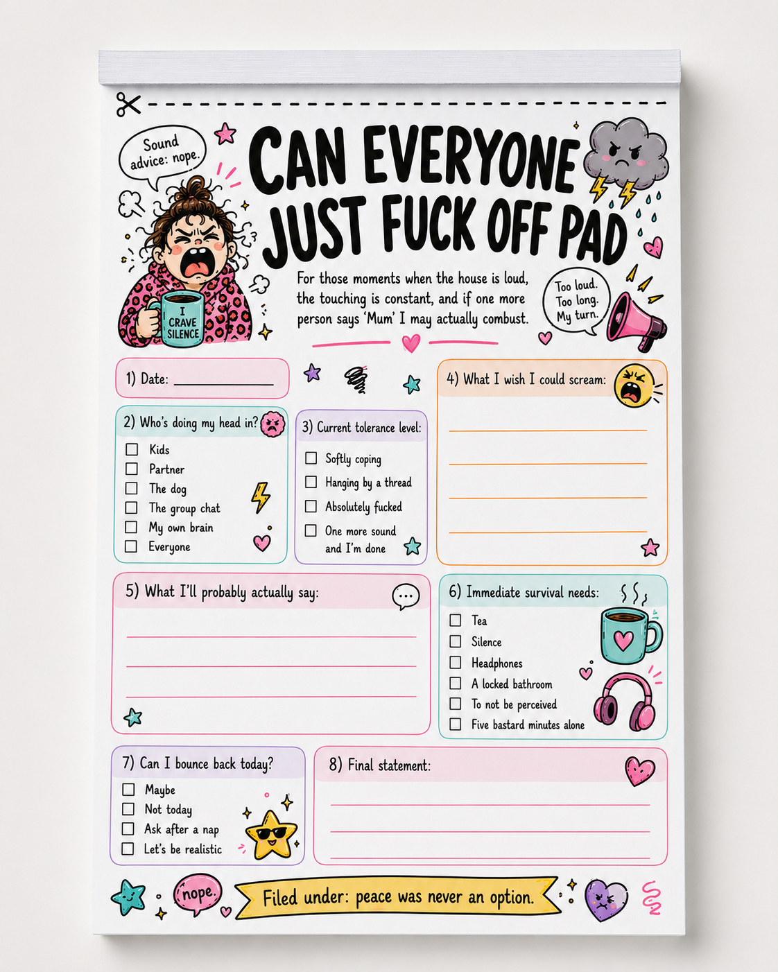 The Feral Kids Range NotePads Tear off A5 size