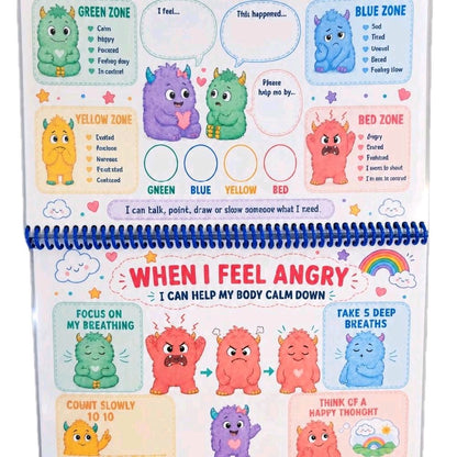 My Little Monster Self-Regulation Book A4 Size Wipeable Reusable with Fun Monster Illustrations and Wipeable Marker for Kids