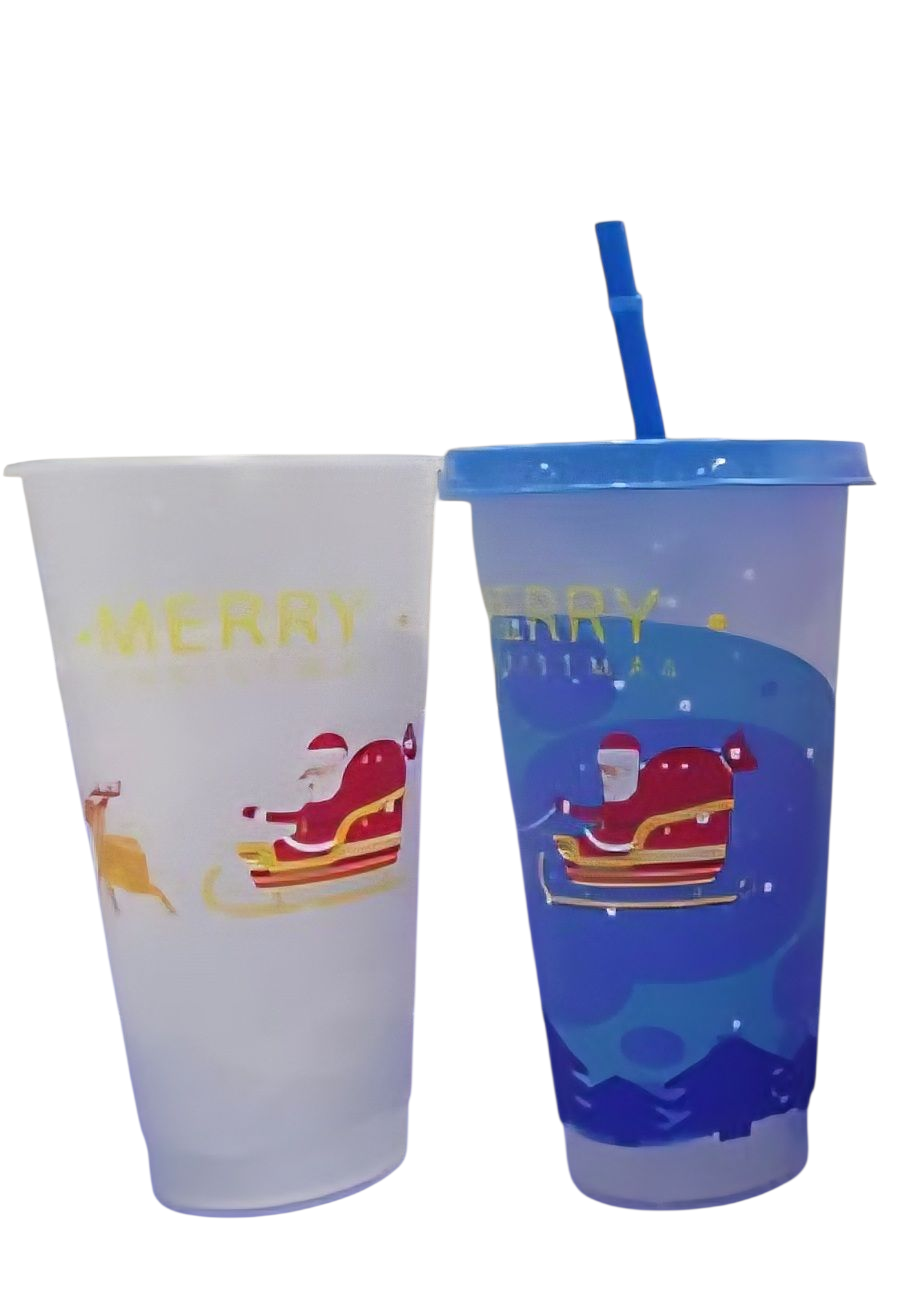 24oz Christmas sled colour change cup