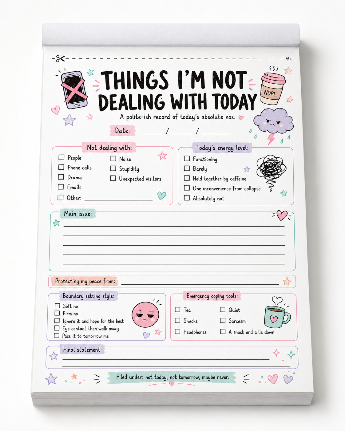 Funny Adult Novelty Tear Off pads A5