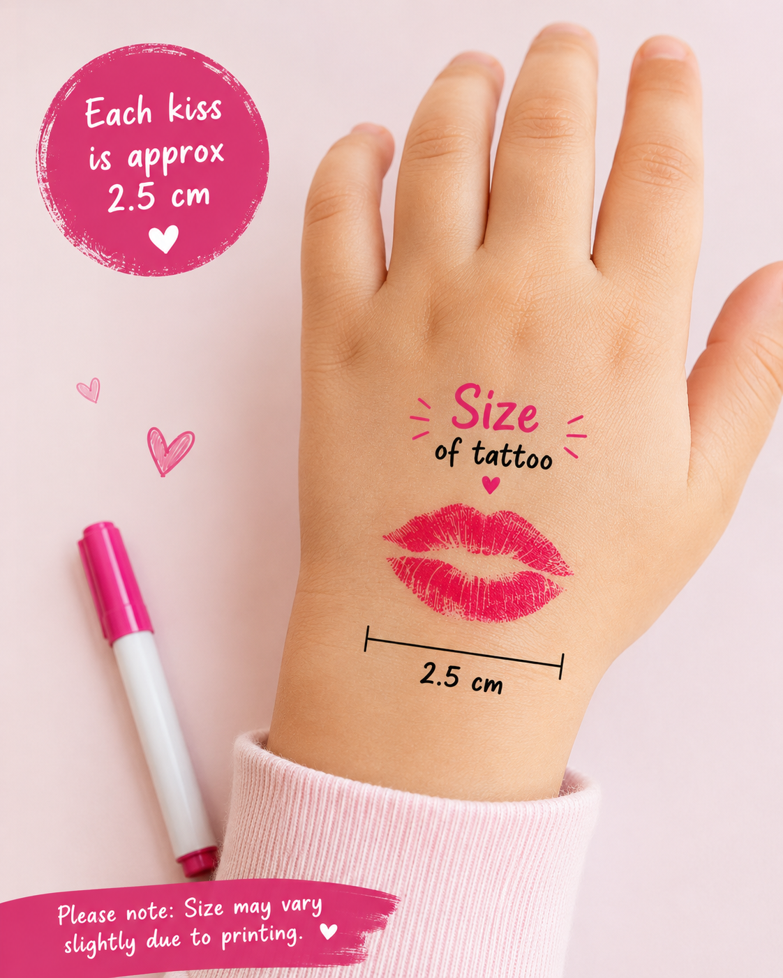 Kisses From Mum – 10 Temporary Kiss Tattoos + A6 Keepsake Card