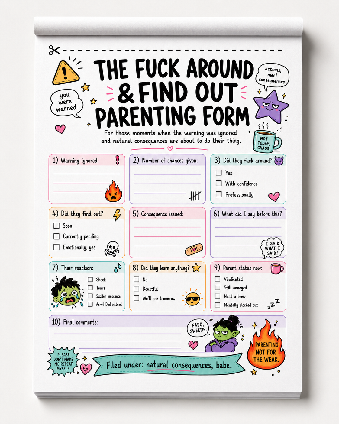 The Feral Kids Range NotePads Tear off A5 size