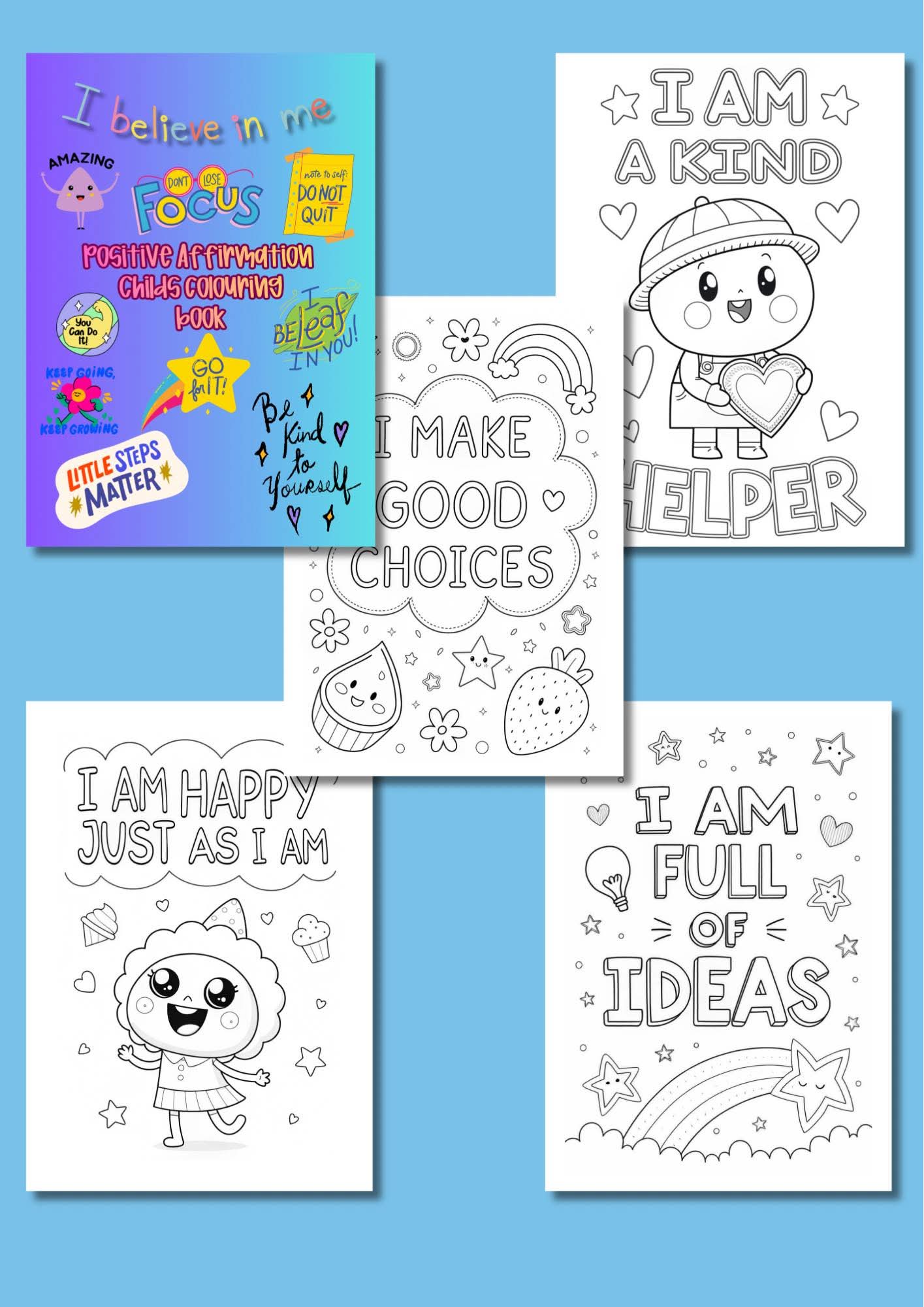 Childrens Positivity Affirmations Colouring Book